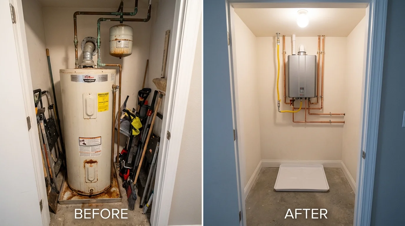Tank water heater versus wall-mounted tankless unit comparison for Ballinger, TX homeowners