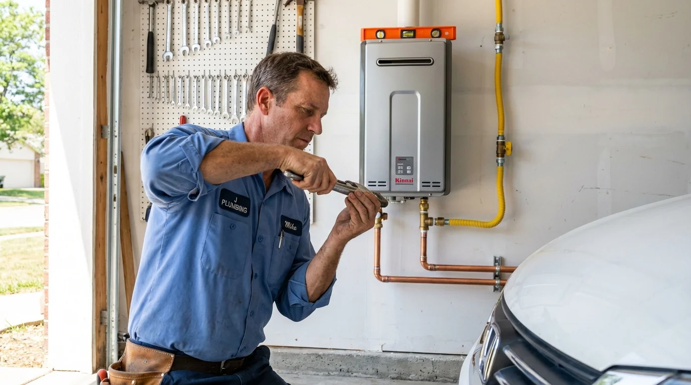 Tankless water heater installation by a Johns Plumbing LLC plumber in Ballinger
